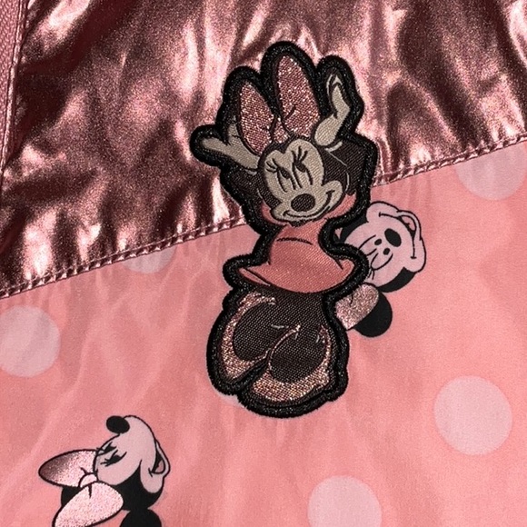 DISNEY MINNIE MOUSE EARS HOODED ROSE GOLD PINK RAINCOAT SIZE 4 - Picture 7 of 14